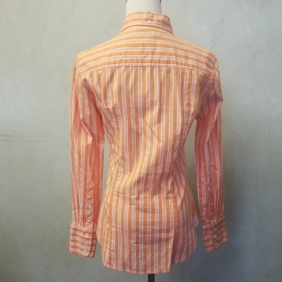 J.Crew orange striped button down size XS (P25) - Picture 4 of 8